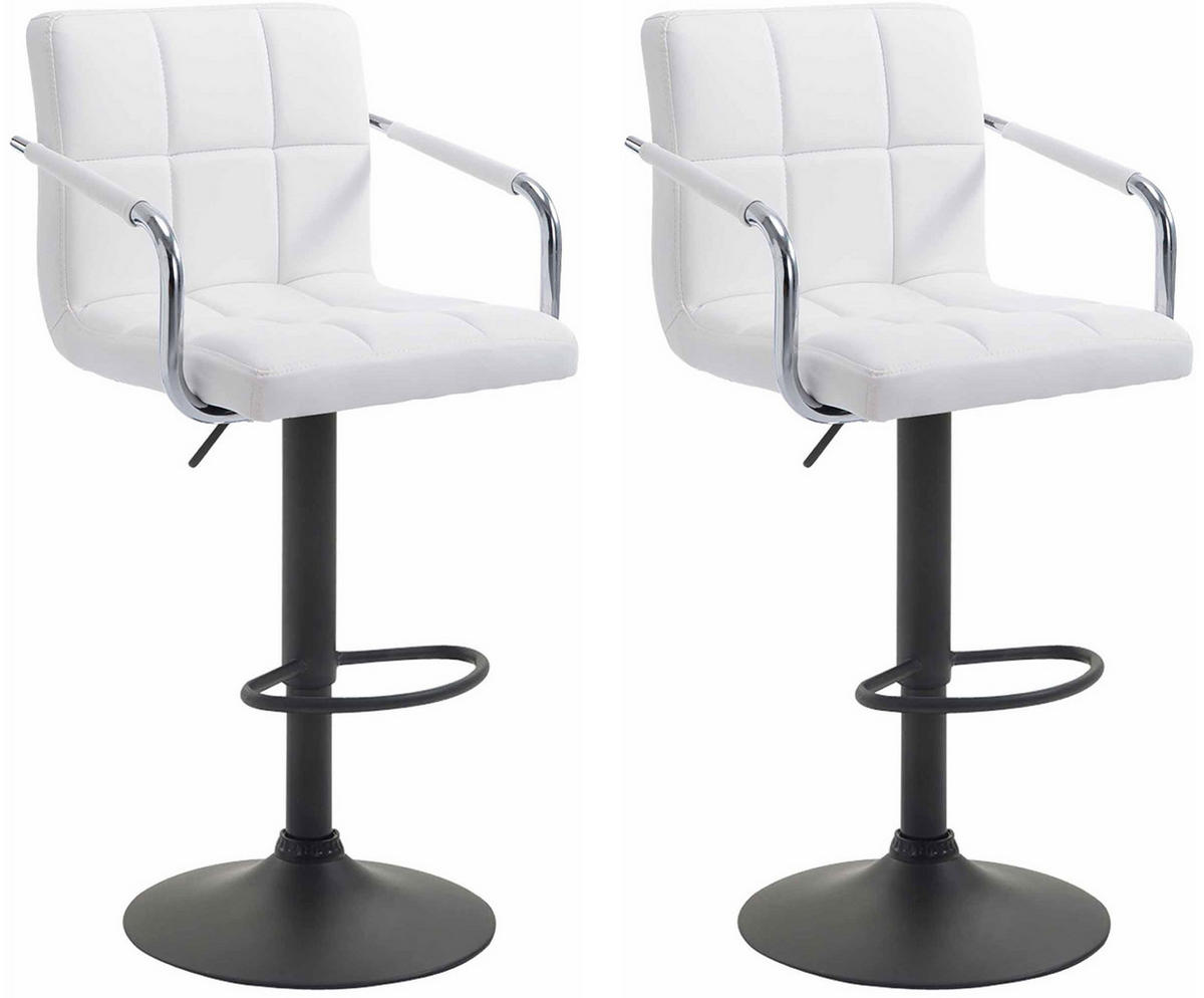 BARHOCKER 2er Set Lederlook Weiß - Schwarz/Weiß, Textil/Metall (54/91/46cm) - CLP