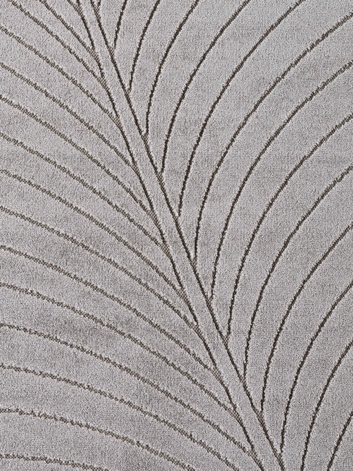 TEPPICH Outdoor, Fußbodenheizung-geeignet, mit Blattmotiv, aus Polypropylen, ENGADIN in Silbergrau, Ø 160 cm - Grau, Textil (160/160cm) - KADIMA DESIGN