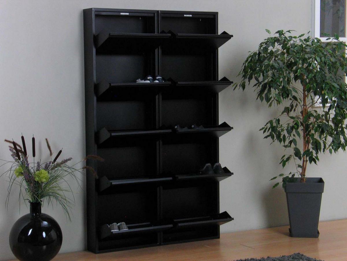 SCHUHKIPPER schwarz - Schwarz, Holzwerkstoff (101/173/16cm) - ebuy24