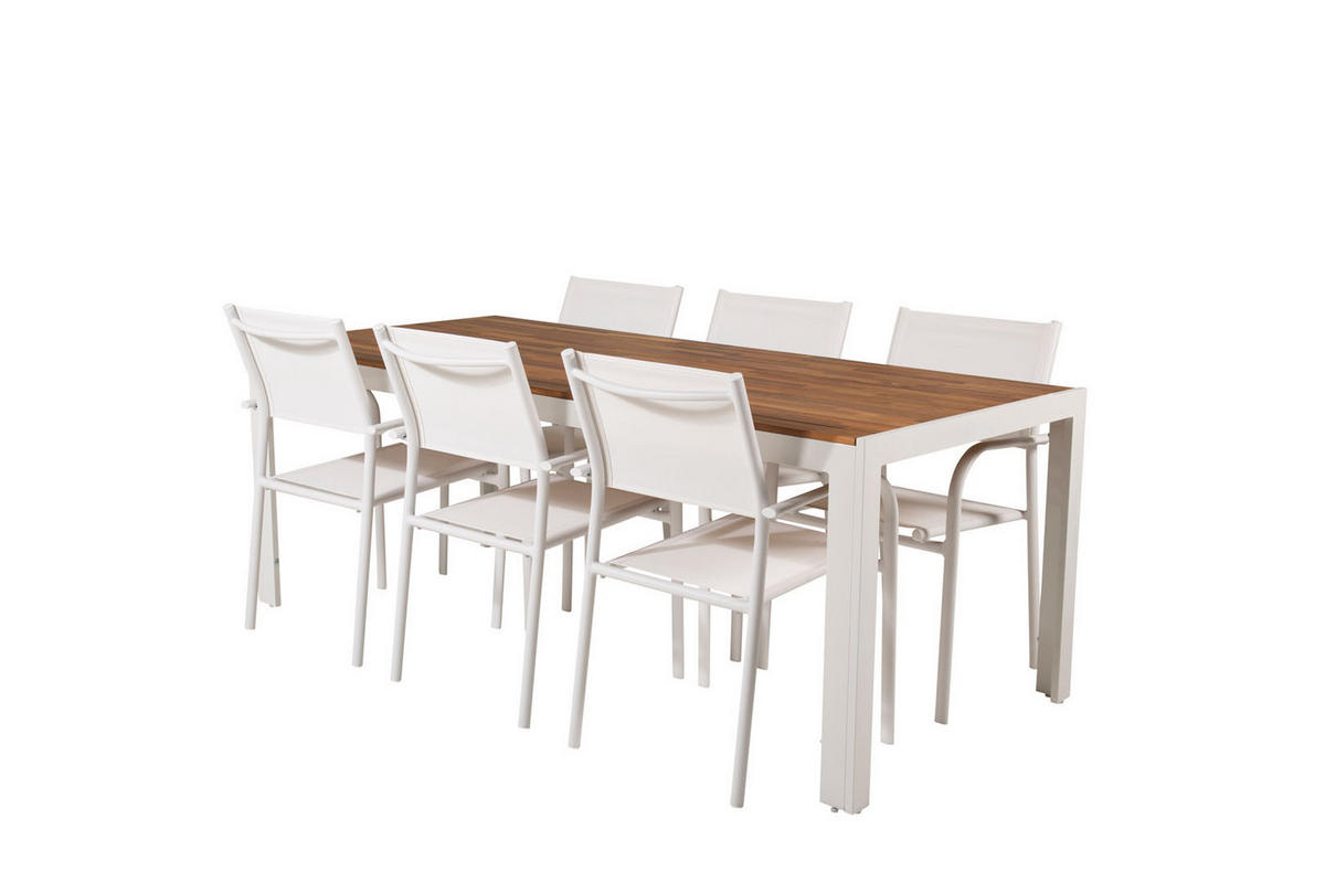 GARTENTISCHGRUPPE Weiß - Weiß, Holzwerkstoff - ebuy24