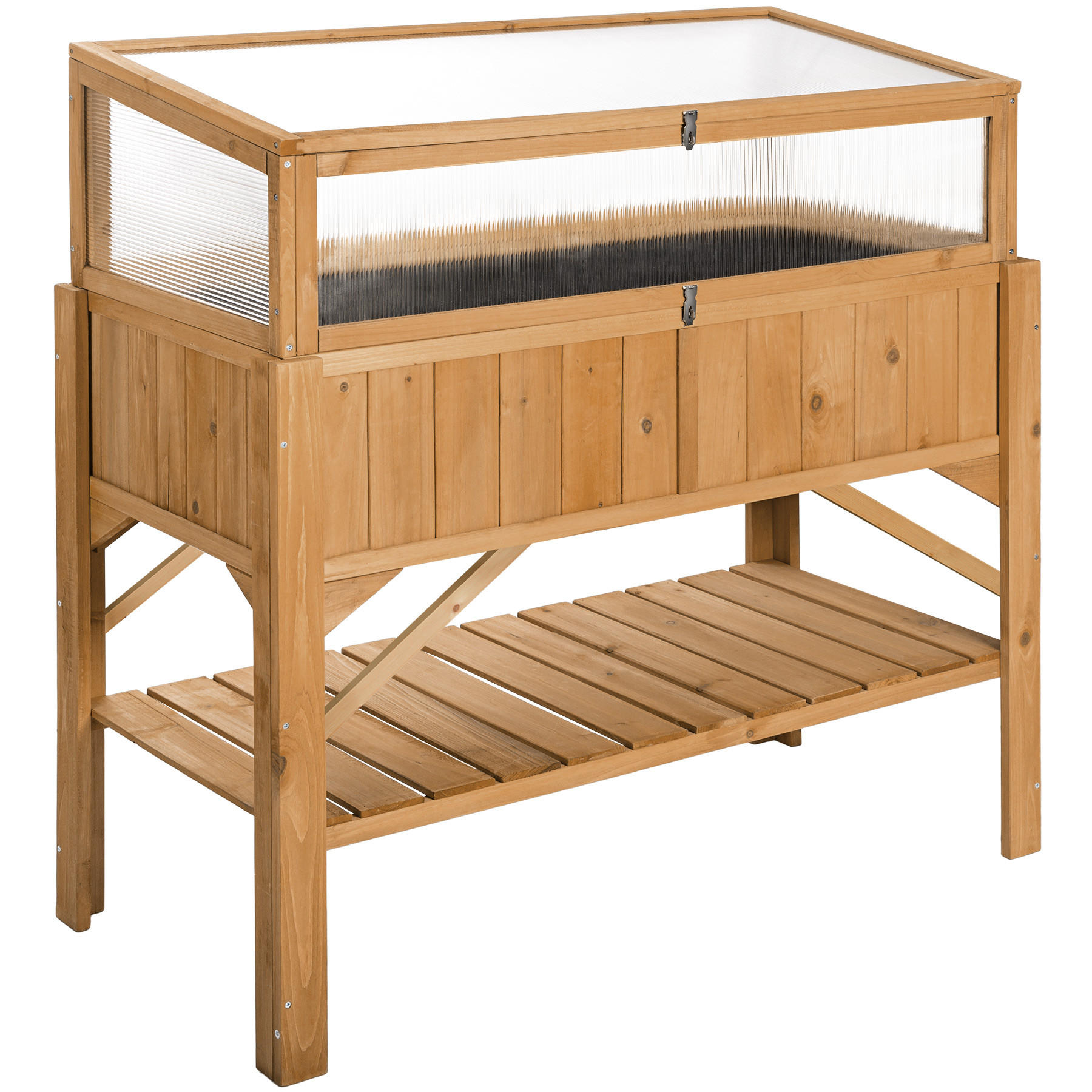 HOCHBEET ,119 x 57 x 124 cm,braun - Braun, Holz (57/90/119cm) - tectake