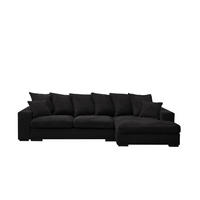 ECKSOFA Mit Schlaffunktion Und Bettkasten Couch L-form Gabon Stoff Zoom Schwarz Rechts - Schwarz, Holz (285/155cm) - Kaiser Möbel