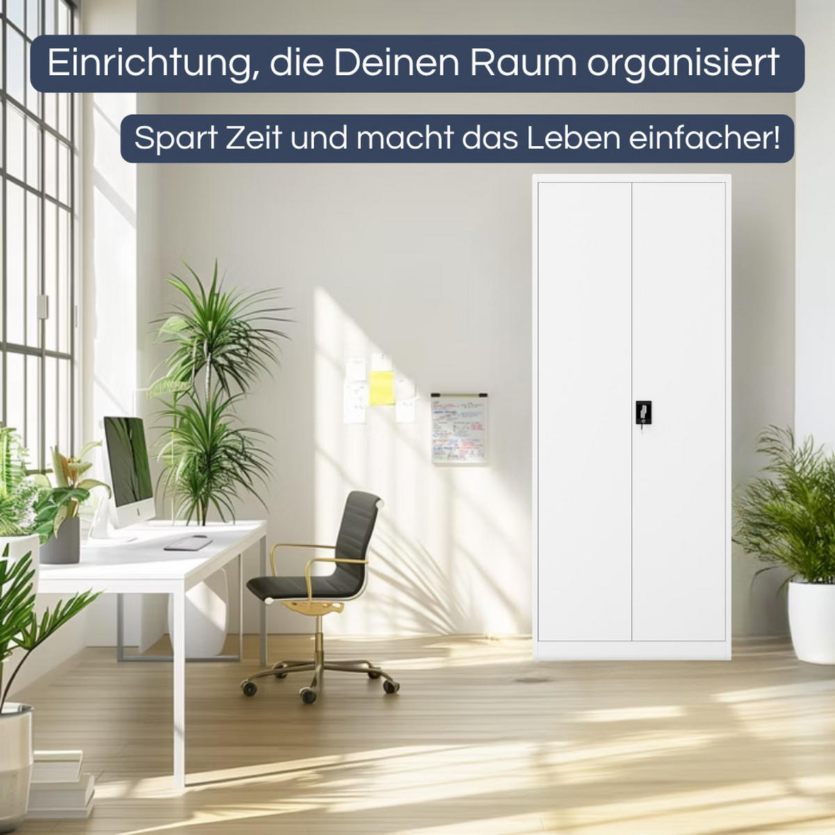 AKTENSCHRANK abschließbar KADO Flügeltüren 220x90x40cm Weiß - Weiß, Metall (90/220/40cm) - DELUKE