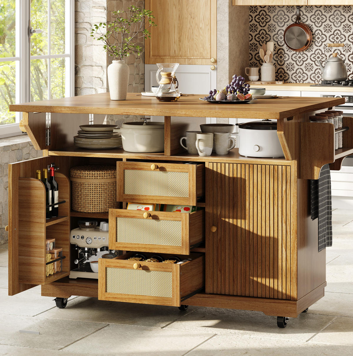 SERVIERWAGEN klappbar 142,5 x 80 x 95 cm Dunkelbraun - Braun, Holz (80/95/142.5cm) - Beauniv