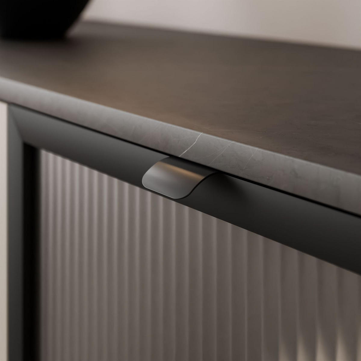 KOMMODE auf Füßen AUTUMN 2D1W mit Glasfront, Kaschmir / Grauer Stein - Beige, Holzwerkstoff (160/82/40cm) - Lookway