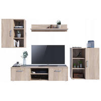 WOHNWAND Dedal 4-teilig Sonoma Eiche - Sonoma Eiche, Holzwerkstoff (140/35/40cm) - Matkam Möbel