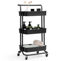 STORAGE TROLLEY Svart - Svart, Metall (42/87/35cm) - COSTWAY