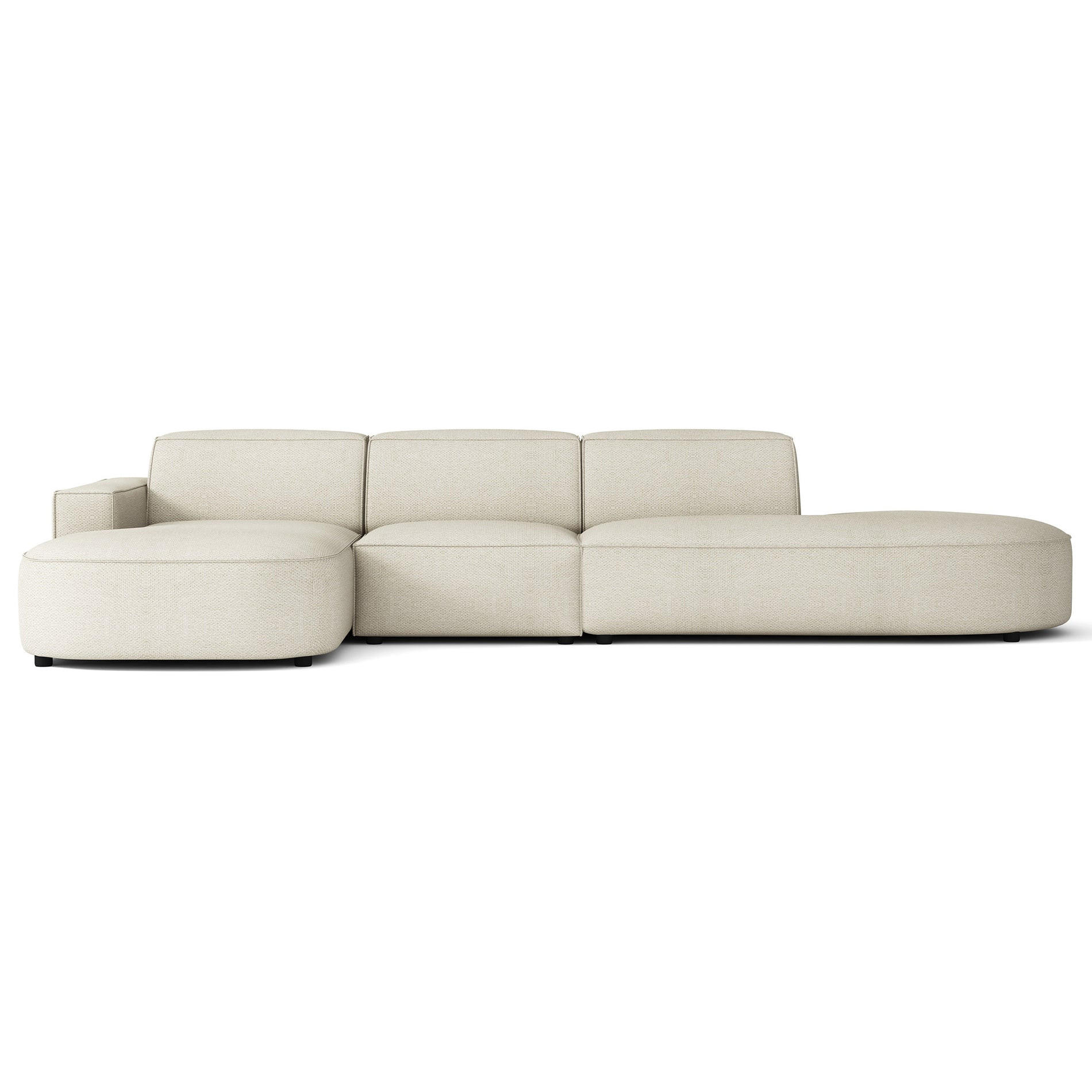 ECKSOFA Sallmo L-Form, 3-Sitzer, links 358 cm - Creme/Schwarz, Kunststoff/Textil (358/166cm) - Selsey