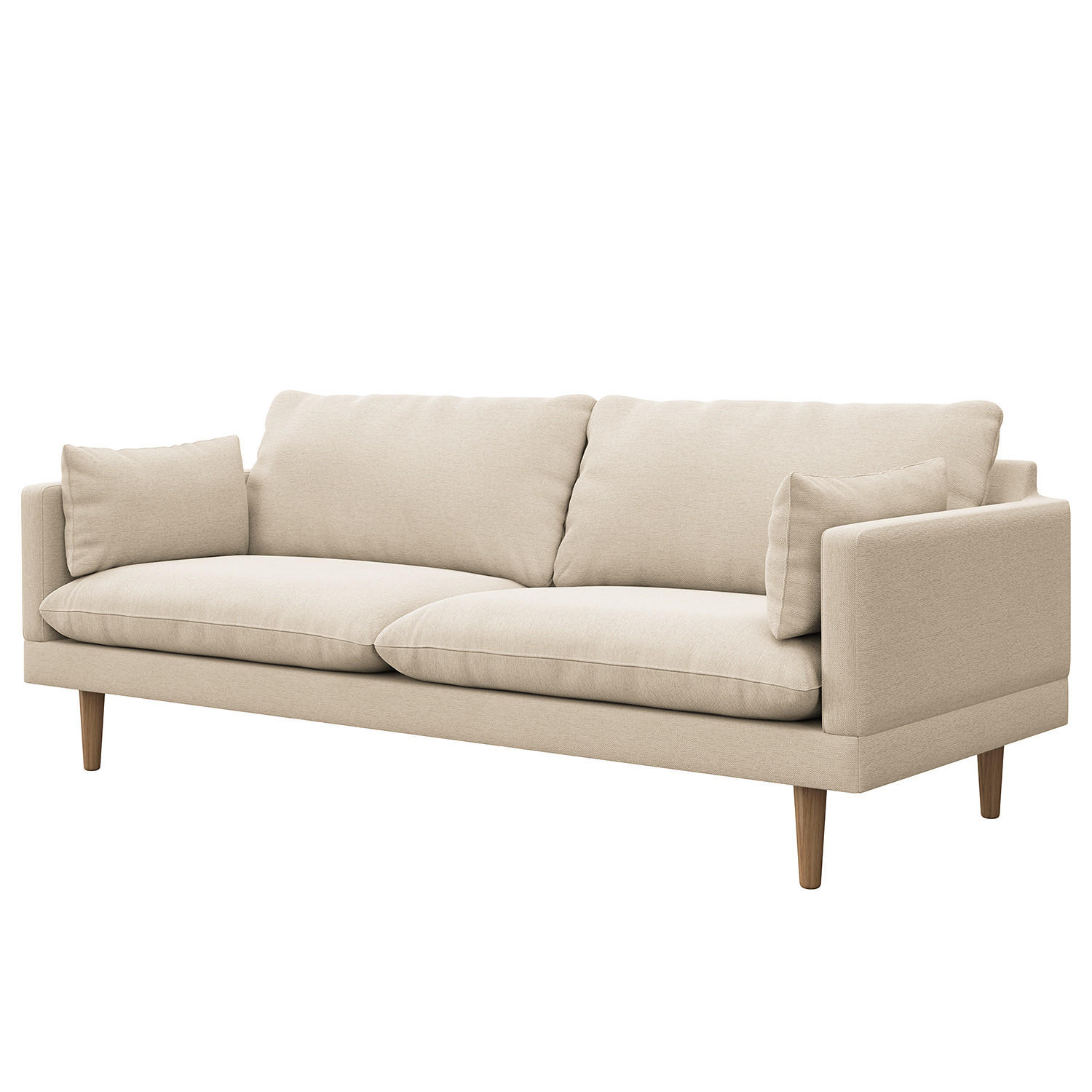 3-SITZER SOFA - Webstoff - Beige/Buchefarben, Holz/Buchenholz (200/83/153cm) - home24