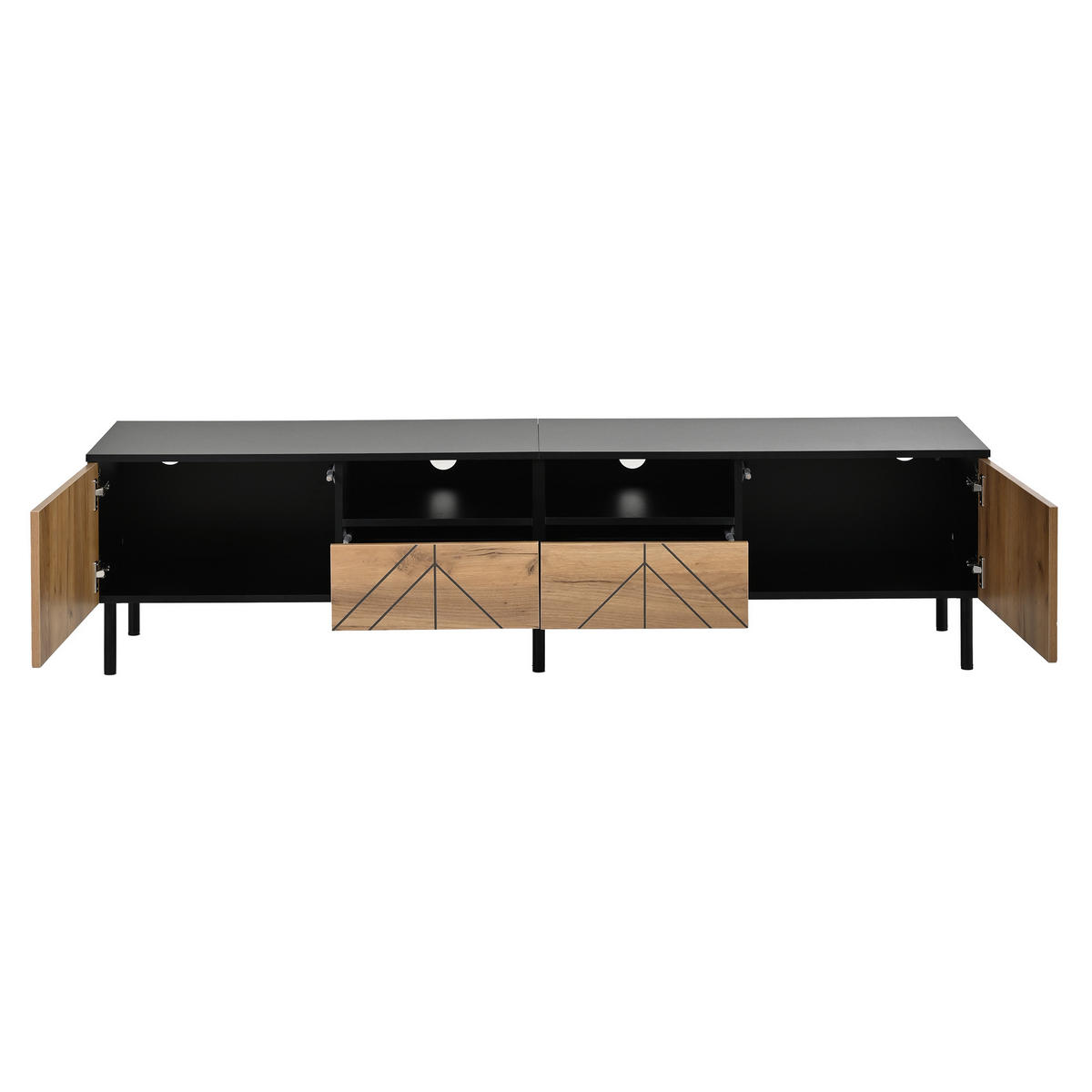 TV-LOWBOARD Walnuss Holzoptik 200cm für 80 Zoll TV mit 4 Türen & 2 Schubladen - Walnussfarben, Holzwerkstoff (200/55/39.5cm) - Urban Meuble