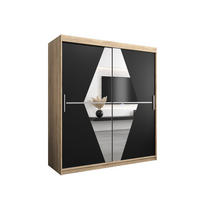 SCHWEBETÜRENSCHRANK 200/180/62 2-türig - Silberfarben/Schwarz, Holz/Kunststoff (180/200/62cm) - Abiks Möbel