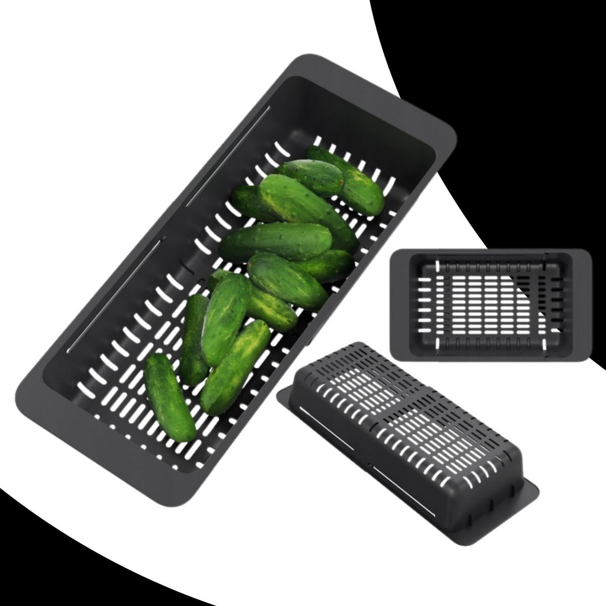 SPÜLBECKEN Bello Schwarz 4-tlg. 570/470 mm Granitoptik Set mit Armatur und Siphon - Schwarz, Stein (57/47/20cm) - Granitan