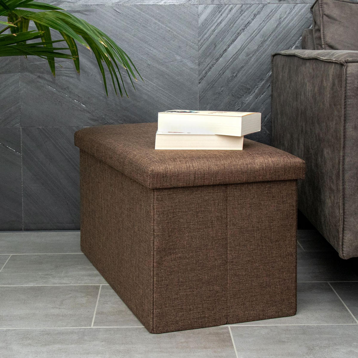 SITZBANK Faltbar in Leinen Optik 78/38/38 cm (Braun) - Braun, Textil (78/38/38cm) - Intirilife