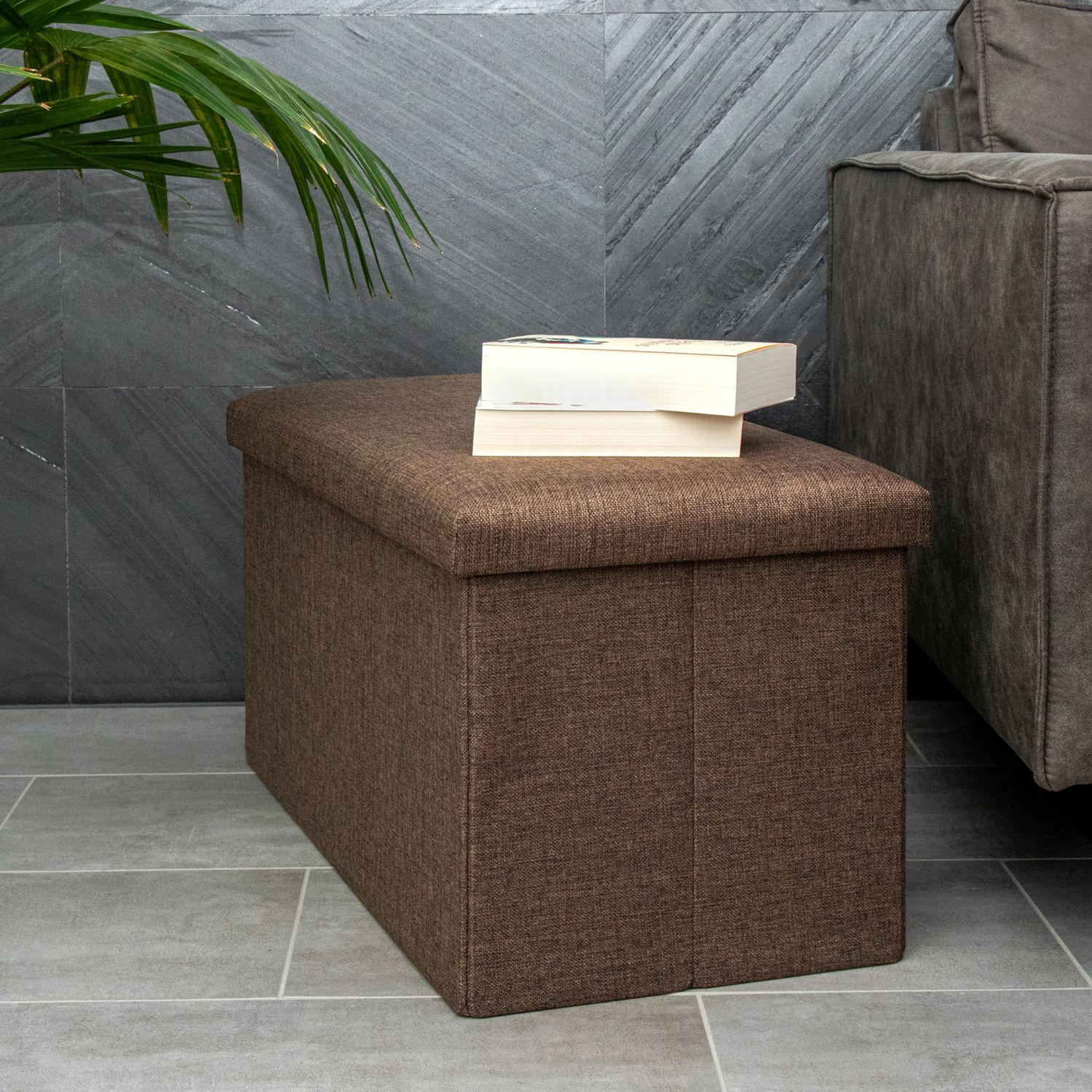 Thumbnail - Intirilife Sitzbank, Braun, Textil, 78x38x38 cm, Wohnzimmer, Hocker, Sitzwürfel