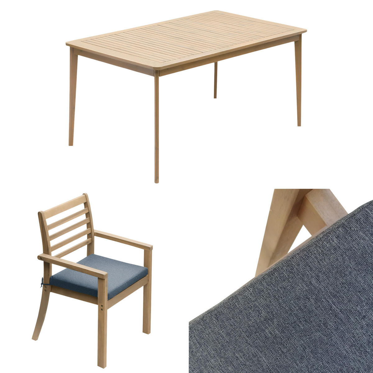 GARTENMÖBEL Similan Grau 6er-Set - Grau, Holz - Happy Garden