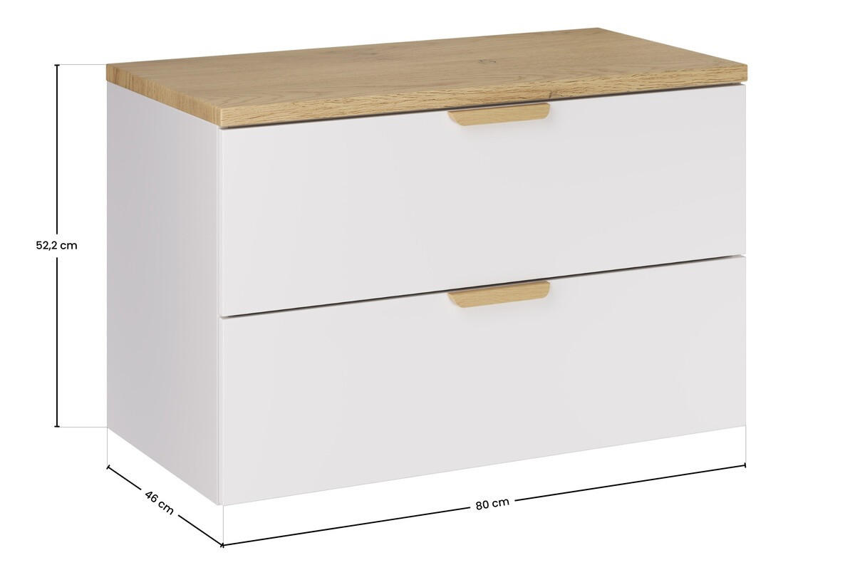 WASCHBECKENUNTERSCHRANK 80 cm 2 Teile - Aster White A BM425 in Weiß/Matt - Weiß, Holz (80/50/46cm)