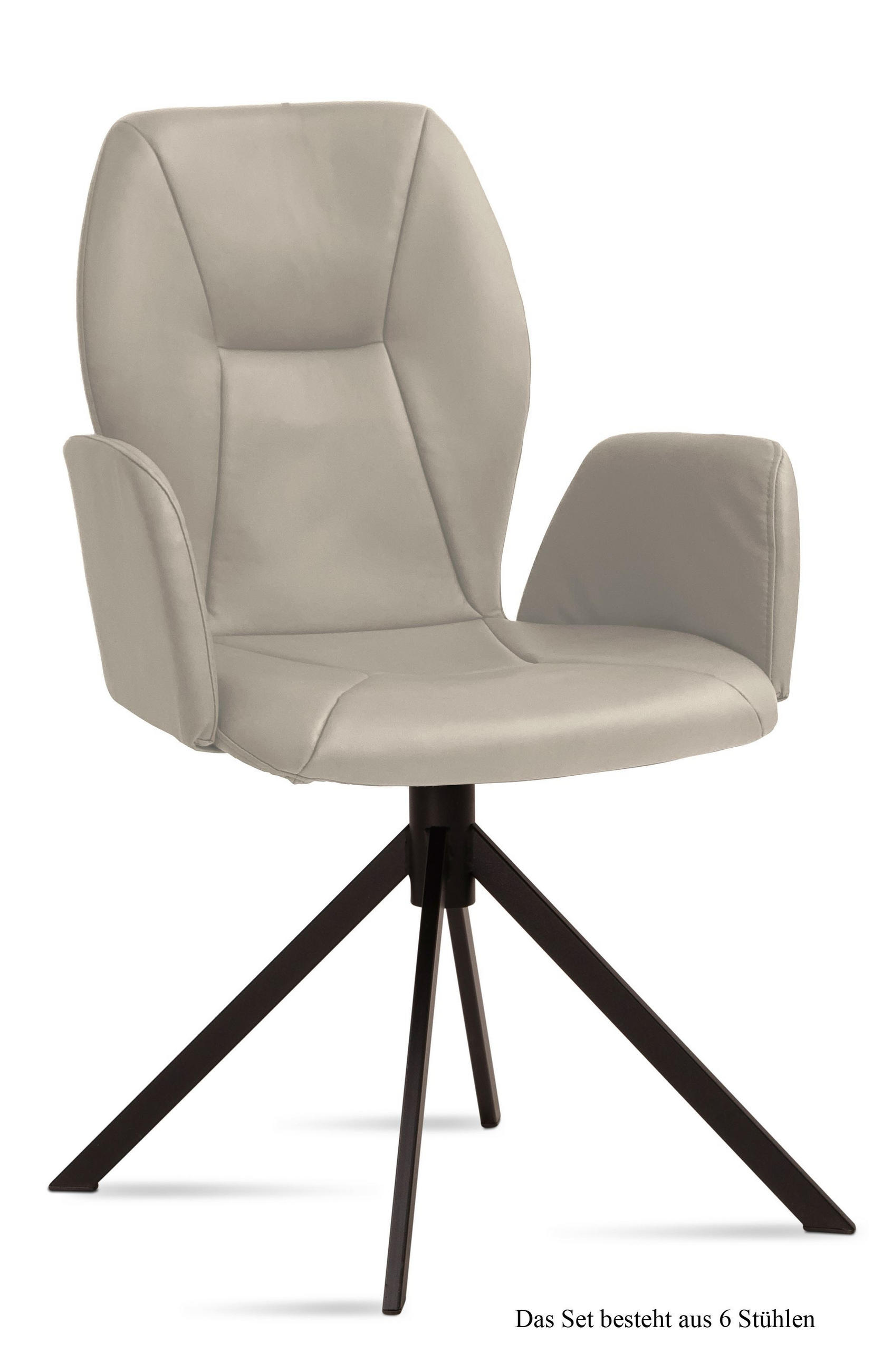 ARMLEHNSTUHL (6er-Set) Davita 58x92x60 Schwarz/Natur - Schwarz/Naturfarben, Kunststoff (60/92/58cm) - 58aufmkessel