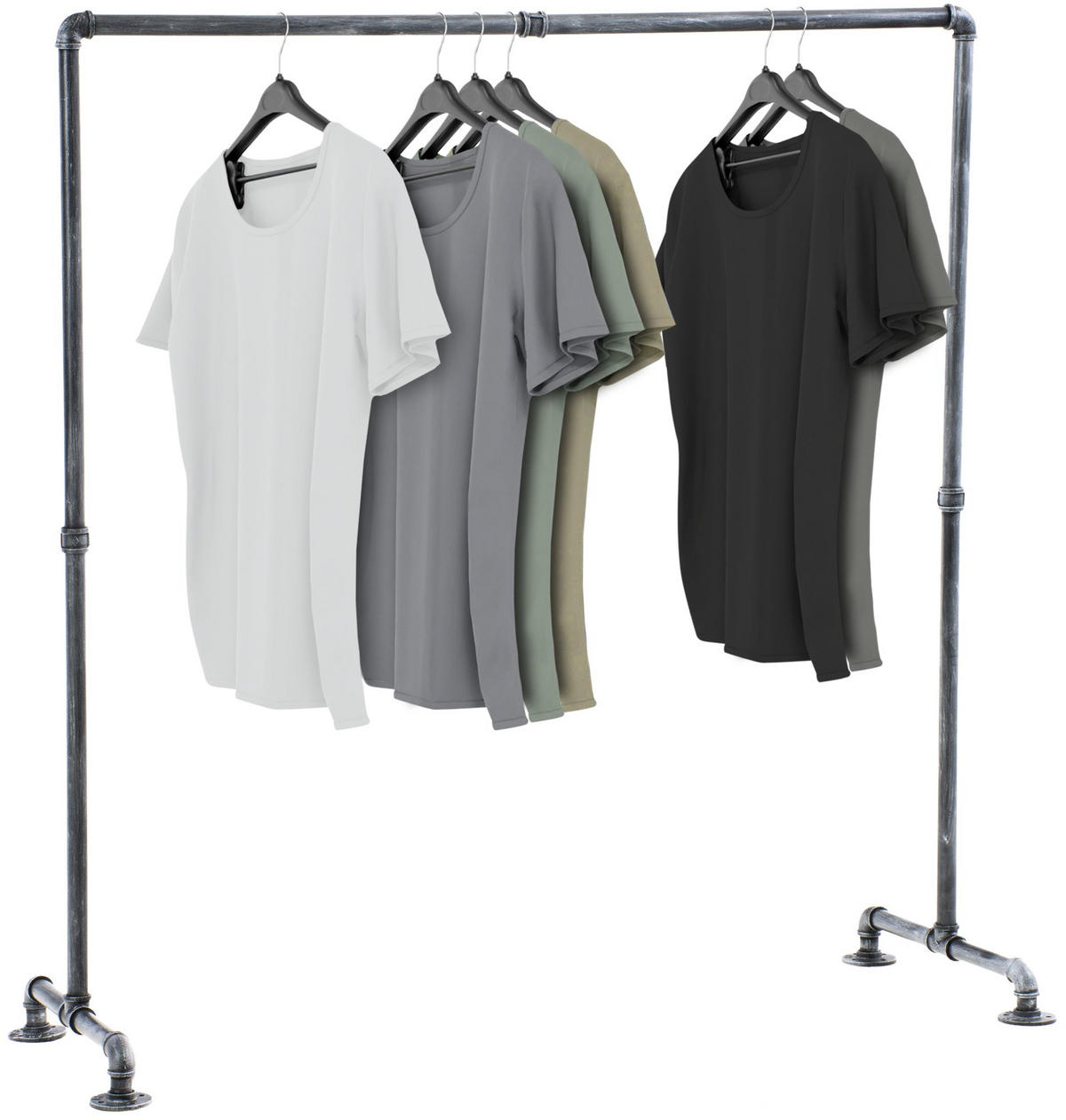 KLEIDERSTÄNDER 150 cm-silber-Metall - Silberfarben, Metall (150/150/55cm) - CLP
