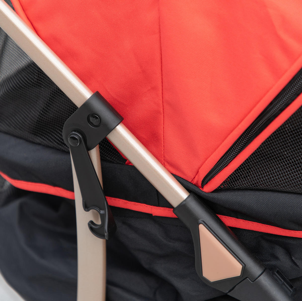 HUNDEWAGEN 2-in-1 faltbar in Rot mit Tragetasche und Bremsen - Rot, Textil (49.5/98/82cm) - BEAOK