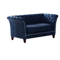 CHESTERFIELD-SOFA 2-Sitzer Fusion Blau Samt - Blau/Braun, Holz/Textil (175/75/82cm) - S-Style Möbel