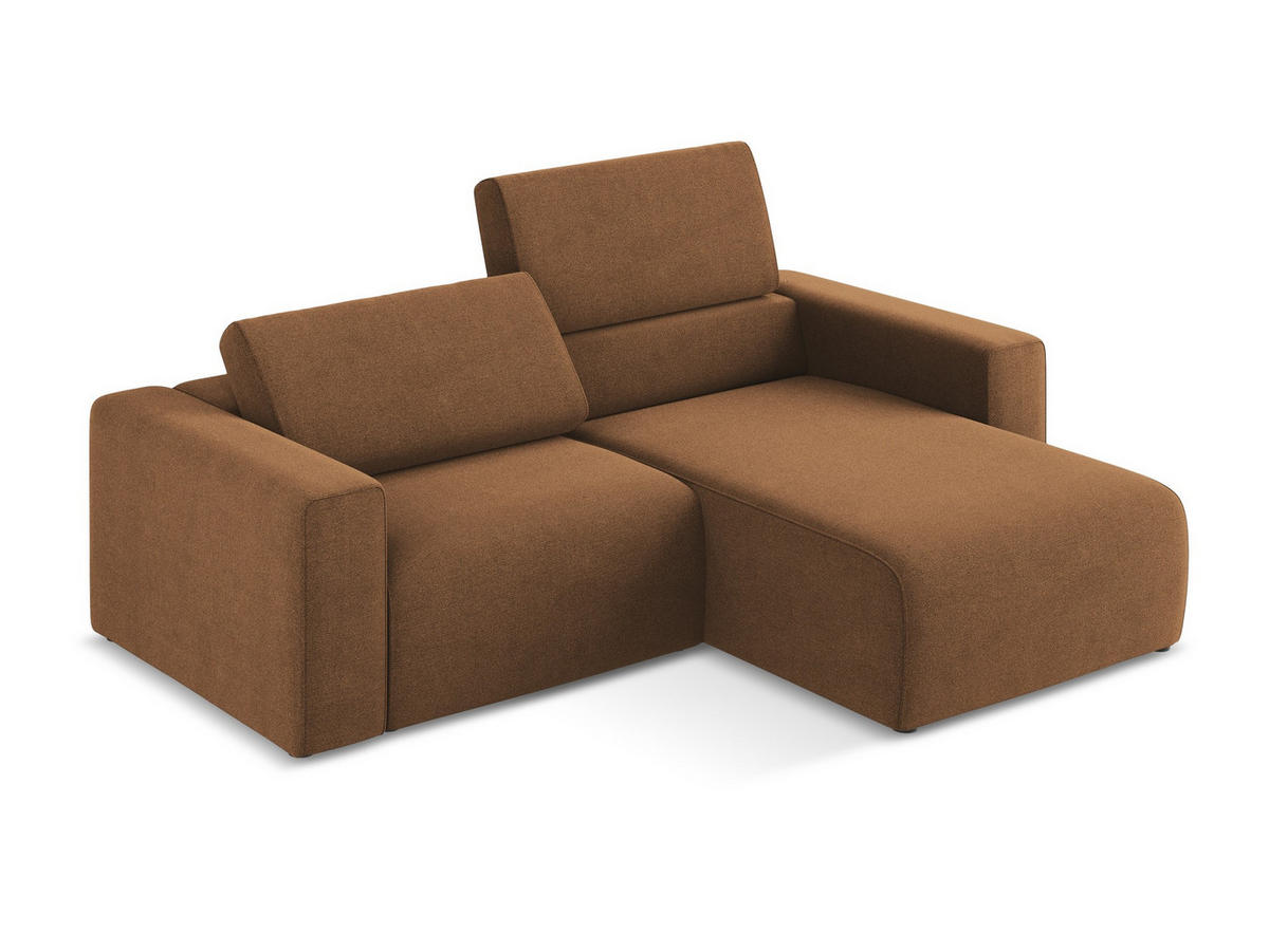 ECKSOFA Rechts Strukturstoff Stoff Orange - Beige/Terra cotta, Kunststoff/Textil (224/167cm) - Makamii