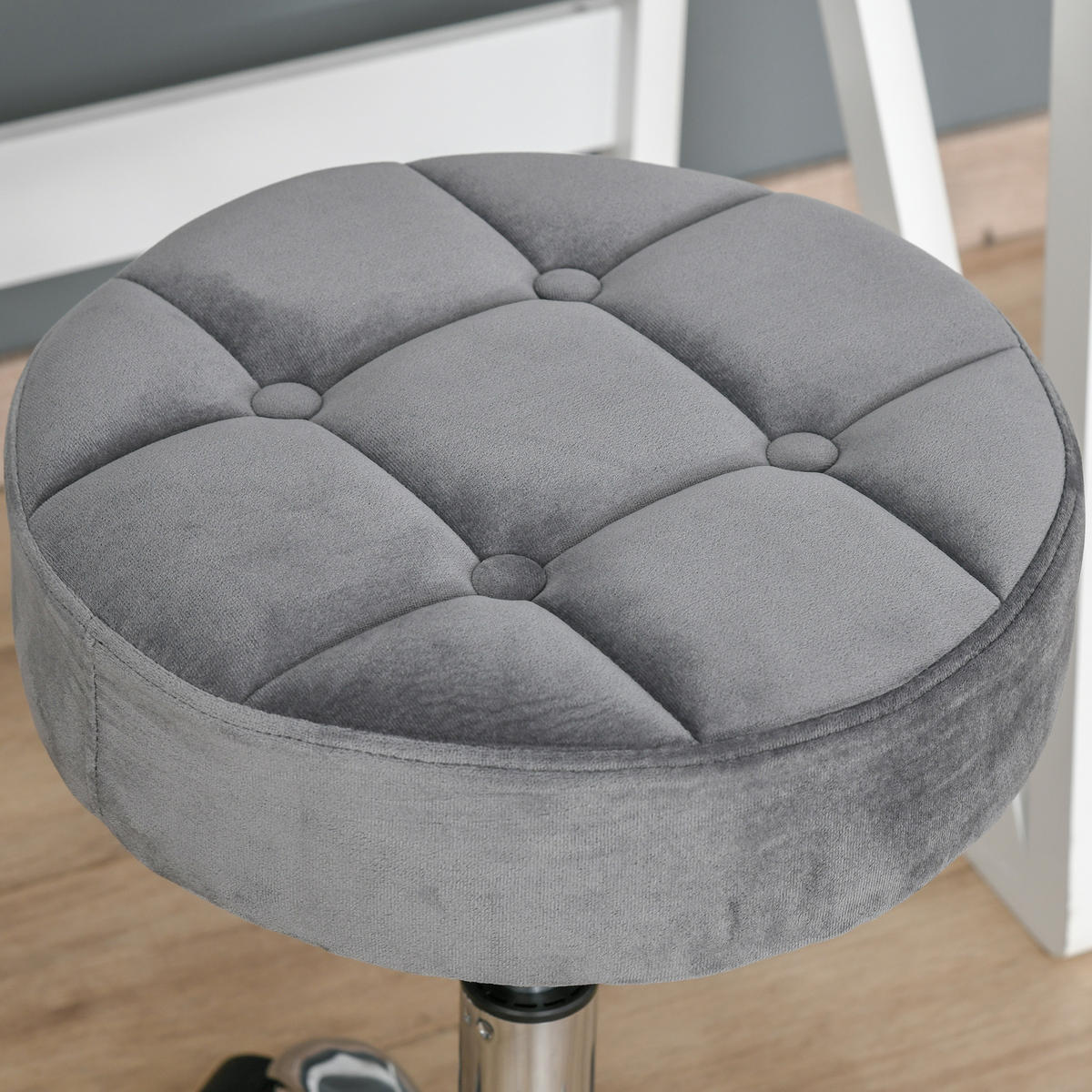 SALONSTUHL mit Rädern, Hellgrau - Hellgrau, Kunststoff (35/61/35cm) - HOMCOM