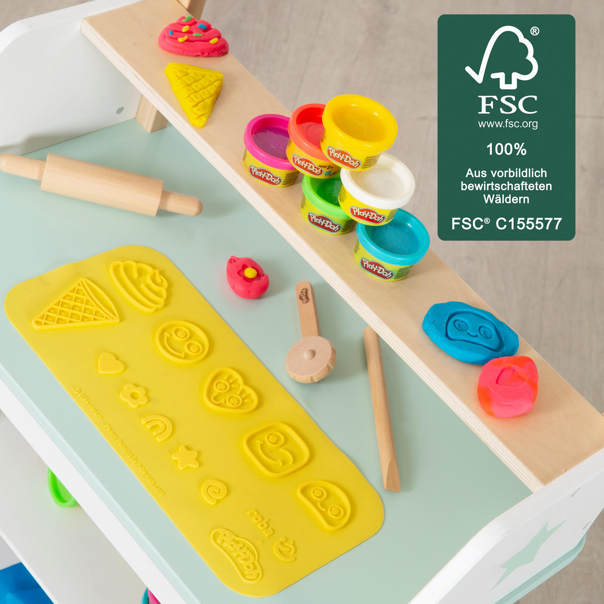 SPIELSET KNETE roba x Play-Doh Klein - Multicolor, Holz/Kunststoff (30/14.5/1cm) - Roba