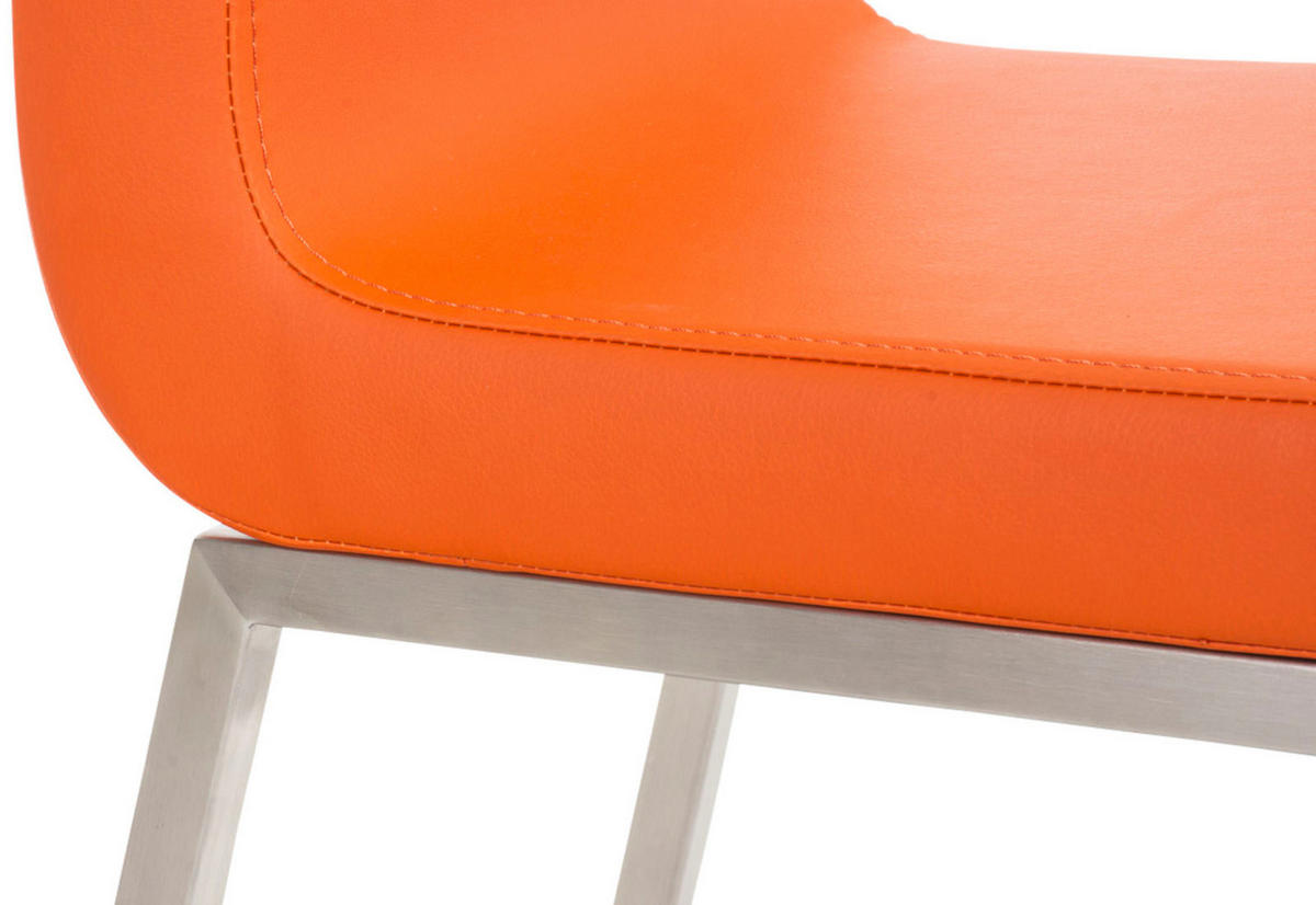 STUHL 2er Set Lederlook Orange - Edelstahlfarben/Orange, Textil/Metall (40/88/50cm) - CLP