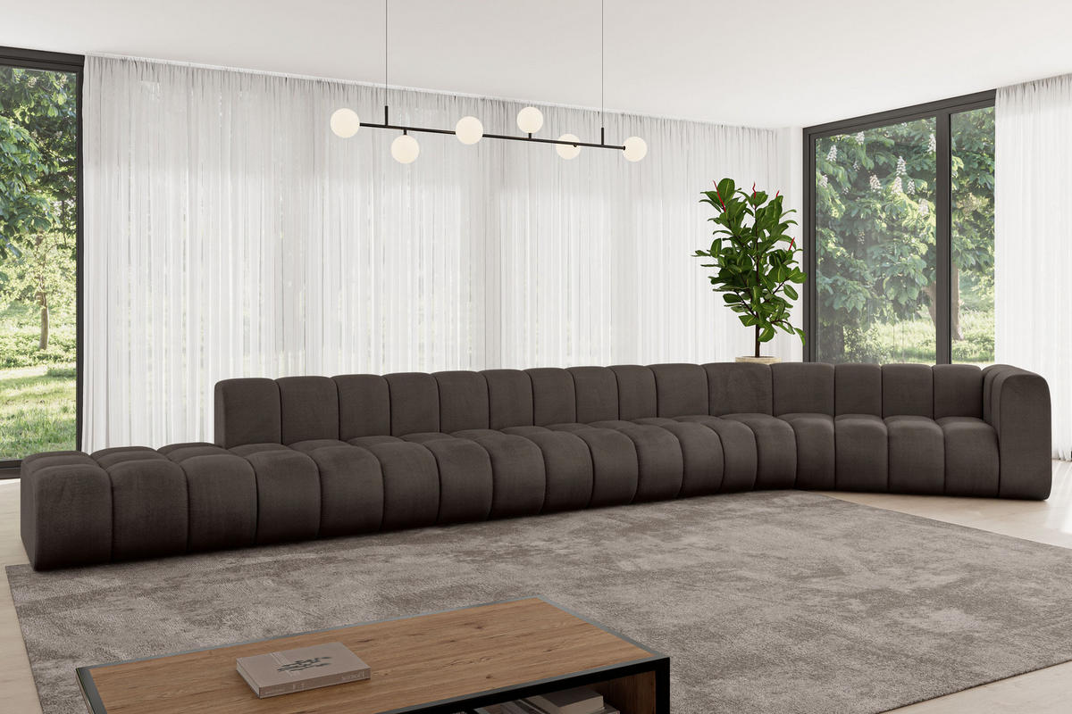 ECKSOFA modulares Sofa Tilmo-L3 - 581x194x70 cm Braun - Braun, Holzwerkstoff/Textil (581/194cm) - ALTDECOR