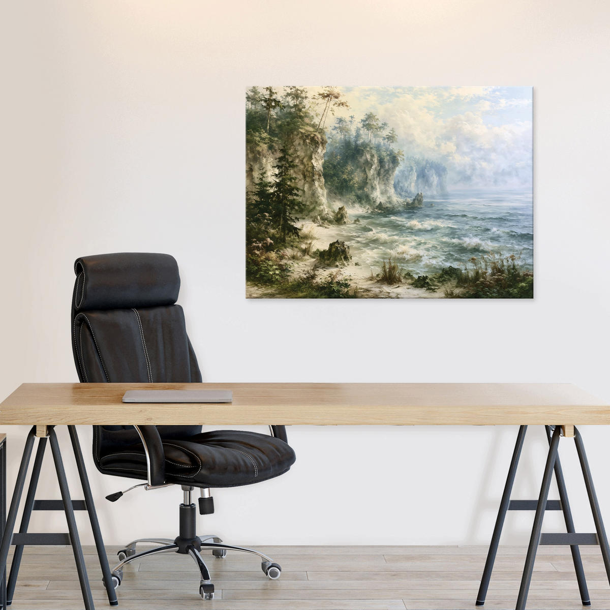 LEINWANDBILD Landschaft Meer Grün 90x60 cm - Multicolor, Holzwerkstoff (90/60cm) - Wallarena