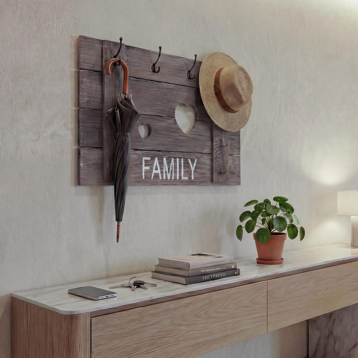 WANDGARDEROBE FAMILY SHABBY-LOOK Braun - Braun, Holz (90/60/3cm) - MCW