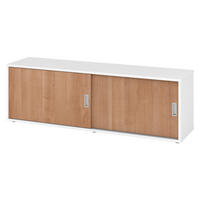 LOWBOARD mit Schiebetür 40/160/52 cm in Weiß/Nussbaumfarben - Nussbaumfarben/Weiß, Holzwerkstoff (160/52/40cm) - bümö