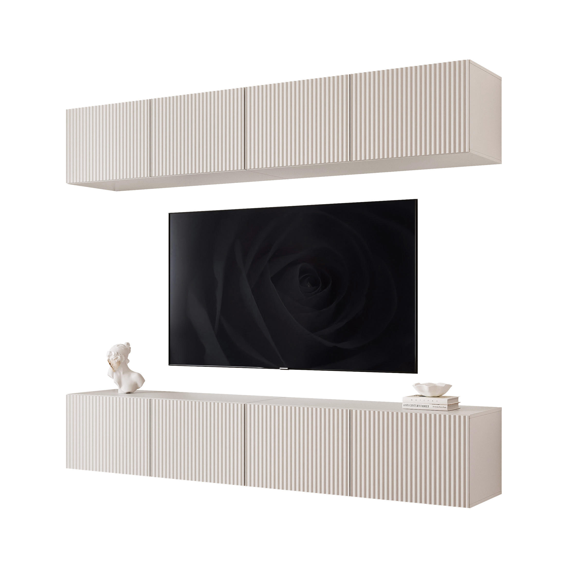 WOHNWAND ANGEL II Kaschmir hängend mit LED-Beleuchtung 200 cm - Kaschmir, Holzwerkstoff (200/36/40cm) - Idohome