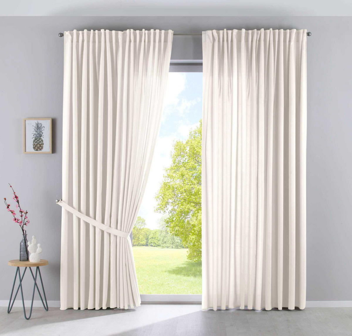 SCHLAUFENGARDINE 2ER SET »Jena« HxB 250x300 cm Creme - Creme, Textil (300/250cm) - Gardinenbox