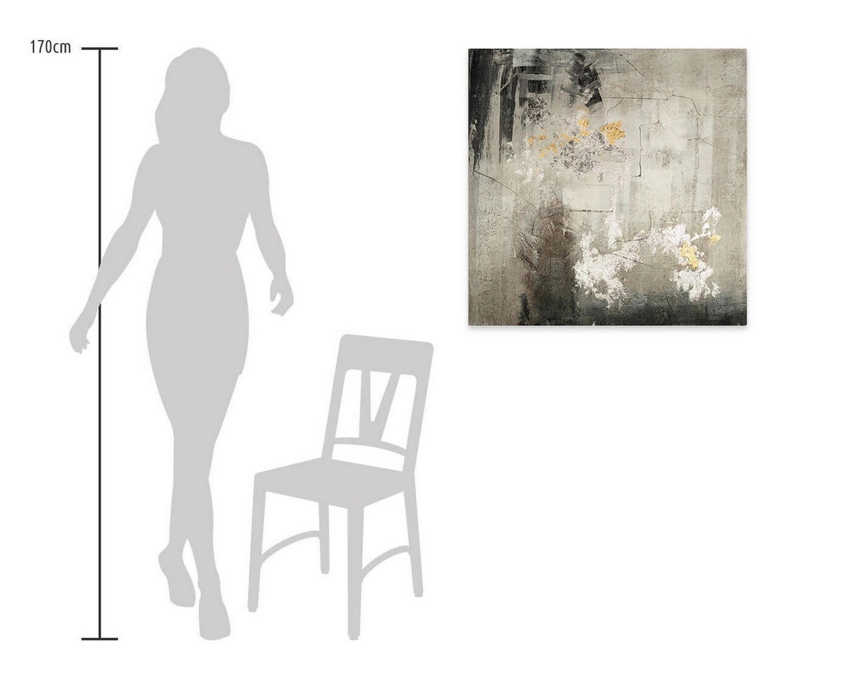ÖLGEMÄLDE 80/80 cm - Grau, Holz/Textil (1.67/80cm) - KUNSTLOFT