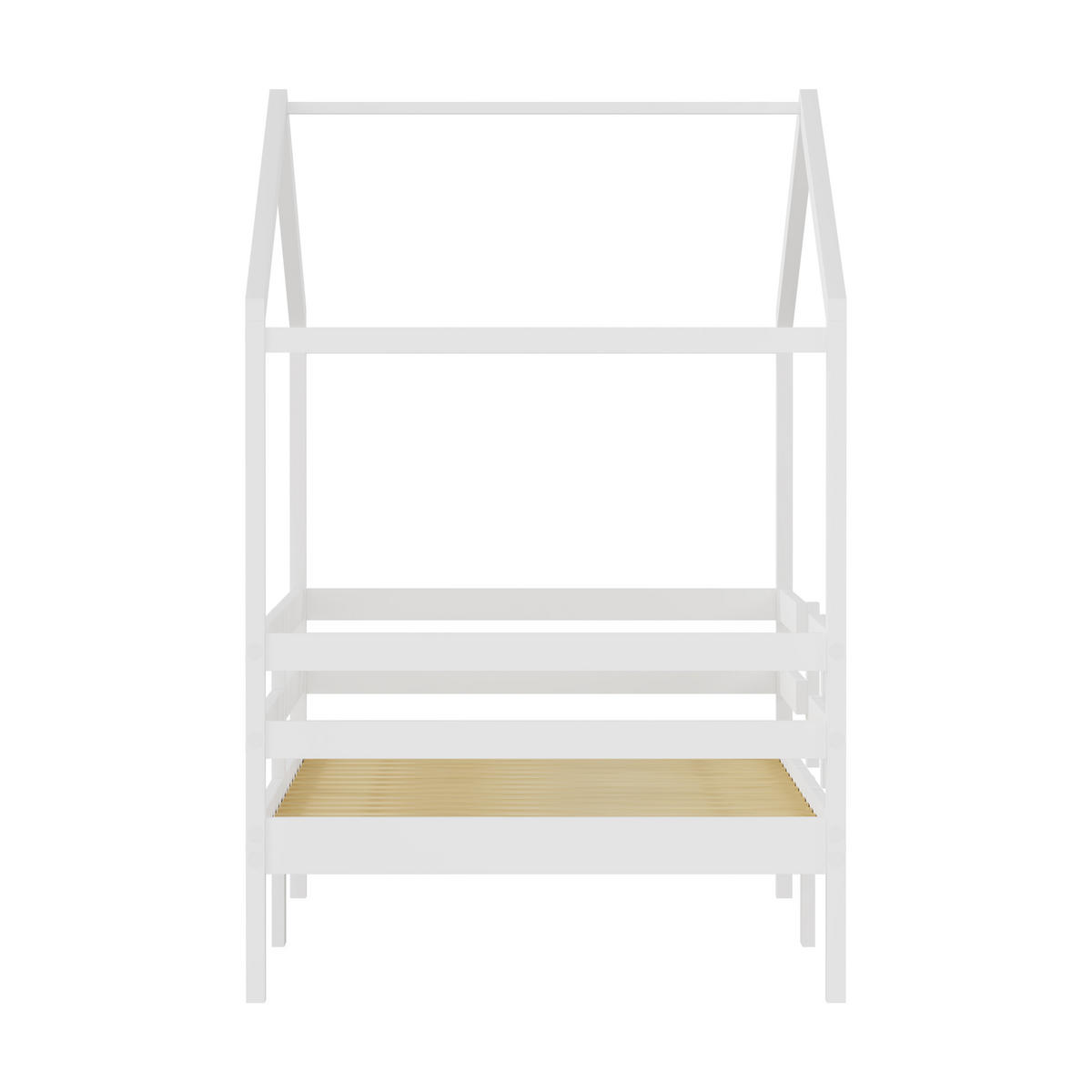 HAUSBETT 90/200 cm mit Rausfallschutz, DE-41909, in Weiß - Weiß, Holzwerkstoff (90/200cm) - ComfortXL