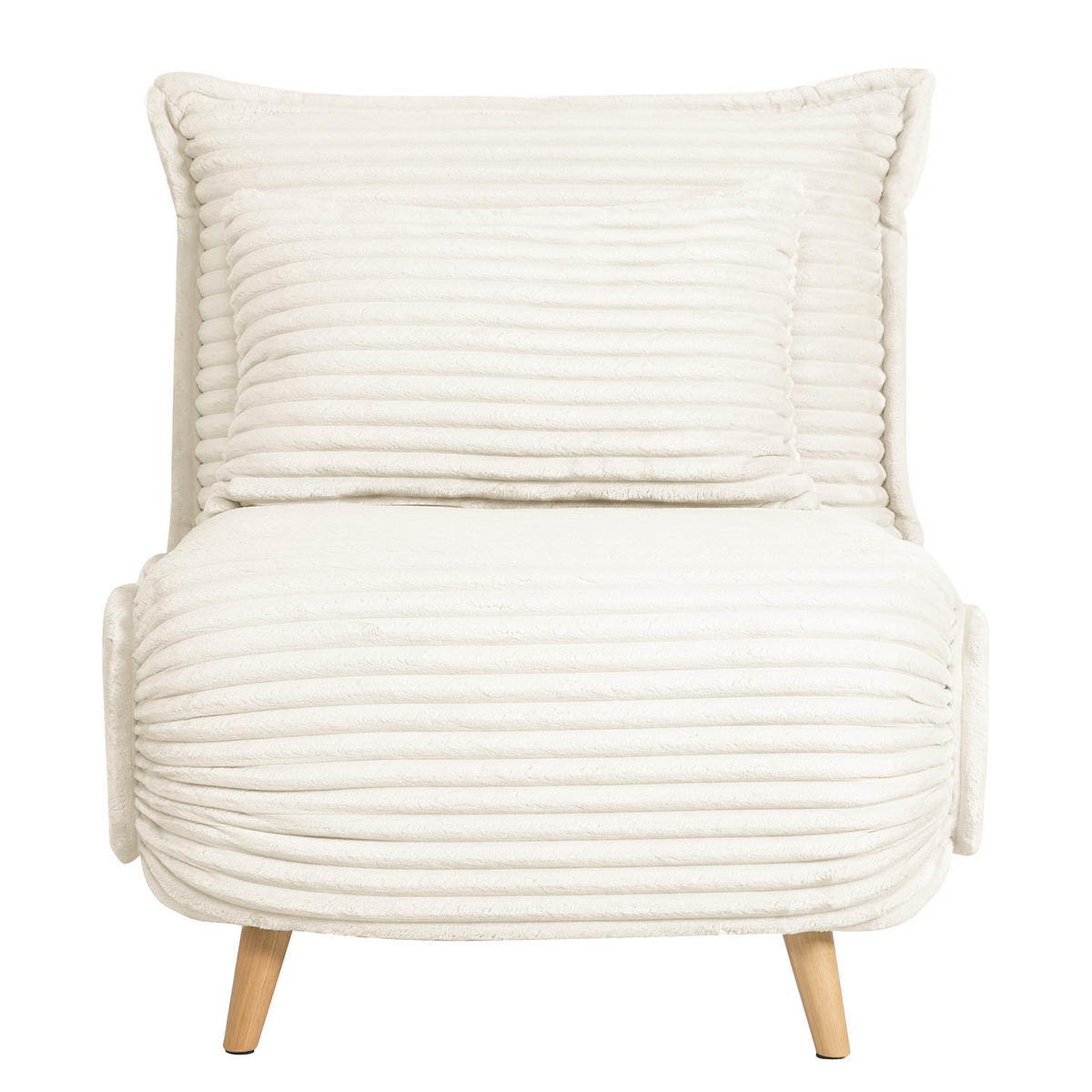 SCHLAFSESSEL - Cord / Eiche, Creme, Eiche Hell - Eichefarben/Creme, Eichenholz/Textil (76/87/92cm) - home24