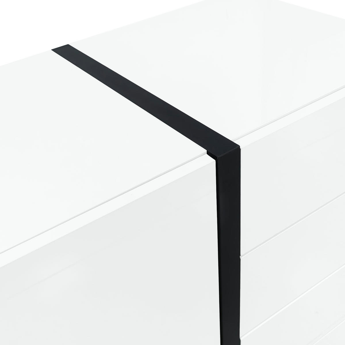 SIDEBOARD Anrichte mit Hochglanz-Oberfläche 2 Türen 4 Schubladen Weiß - Schwarz/Weiß, Holzwerkstoff/Metall (150/80.5/40cm) - EVRYAE