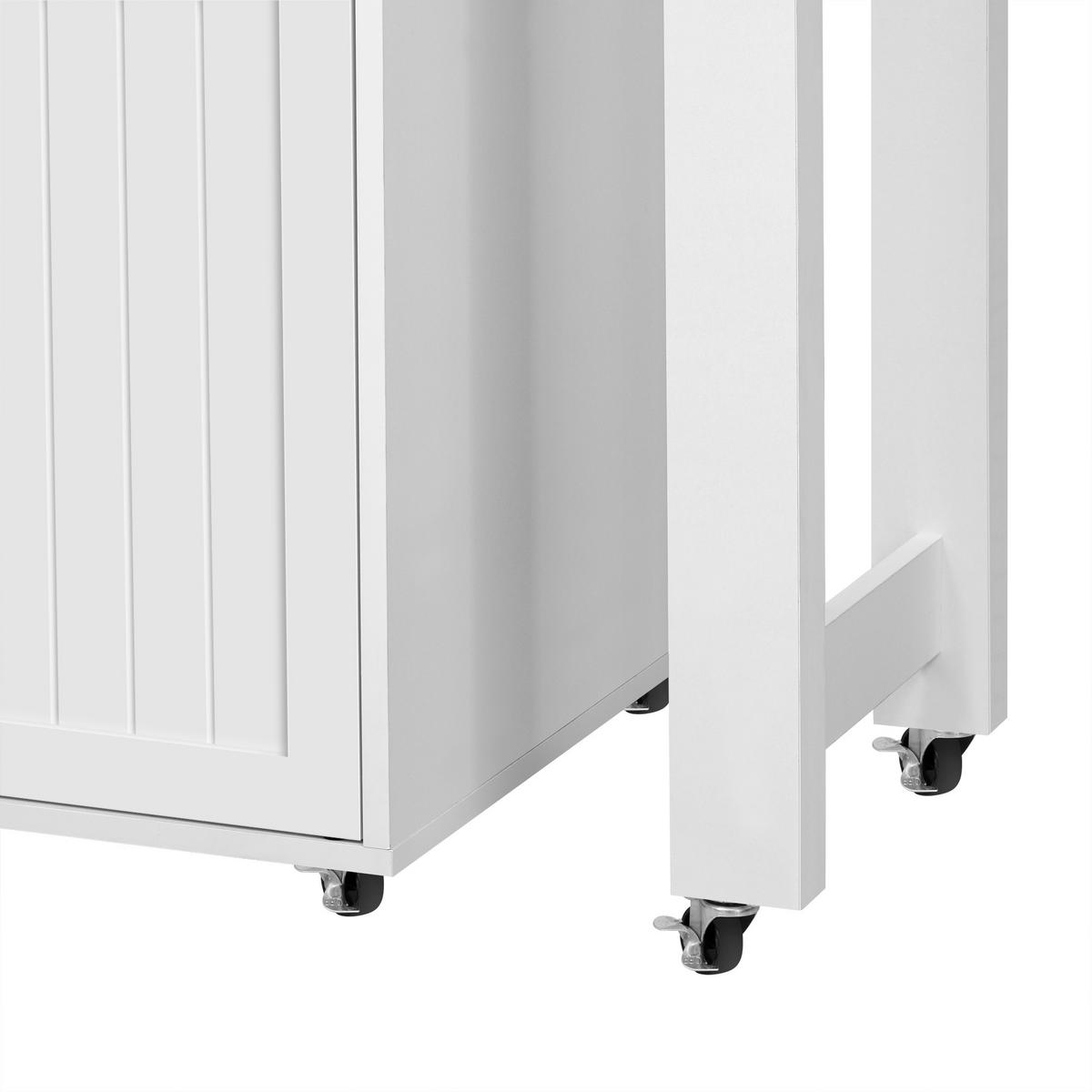 KÜCHENINSEL 112-180.5x45x92.2 cm Weiß mit Ausziehplatte & Rollen - Weiß, Holzwerkstoff (180.5/92.2/45cm) - Modfu