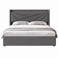 BETT mit Bettkasten und USB/Typ-C 180x200 cm Grau - Grau, Metall (180/200cm) - Meubliv