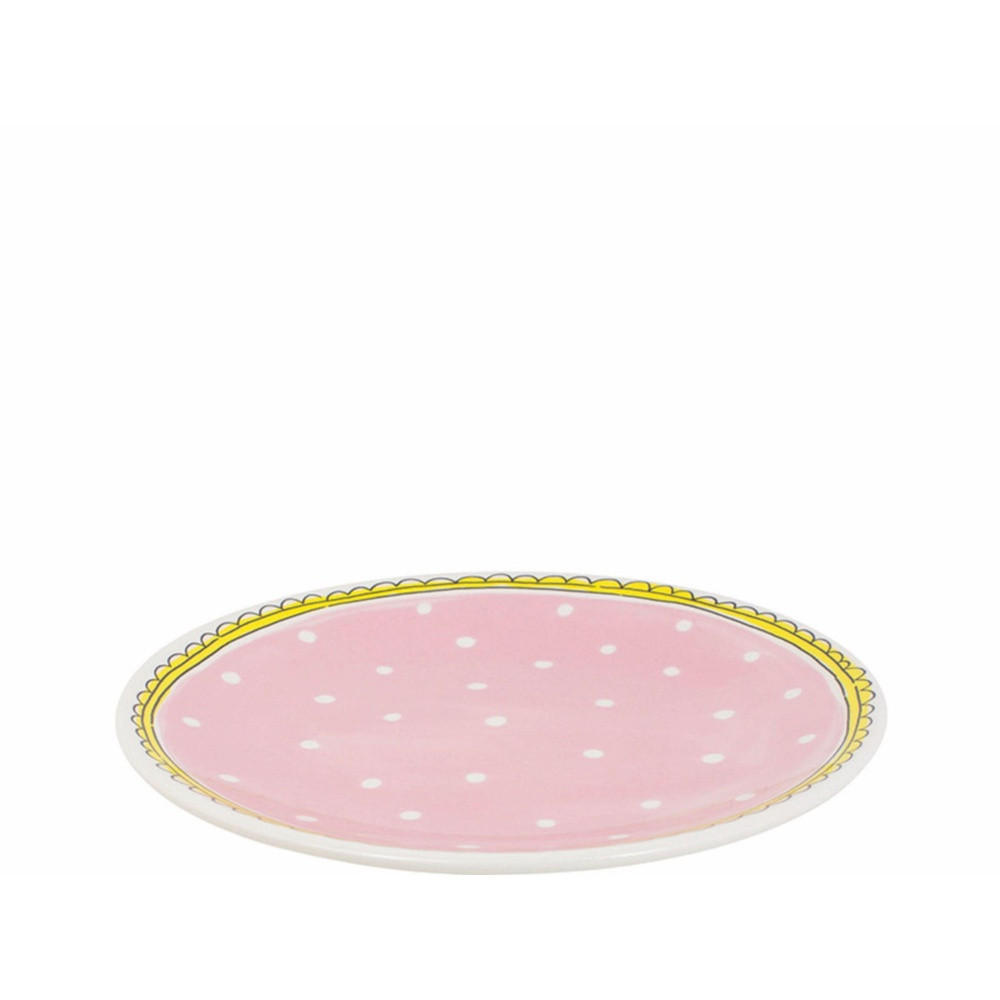 TELLER Punkt in Rosa - 22cm - Multicolor, Keramik (21.8/21.8/2.5cm) - Blond Amsterdam