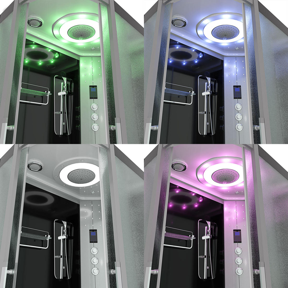 DUSCHE DampfduscheD60-73M3L-EC sw 120x80 - Schwarz, Glas/Kunststoff (120/80/215cm) - AcquaVapore by Sandra Jentho