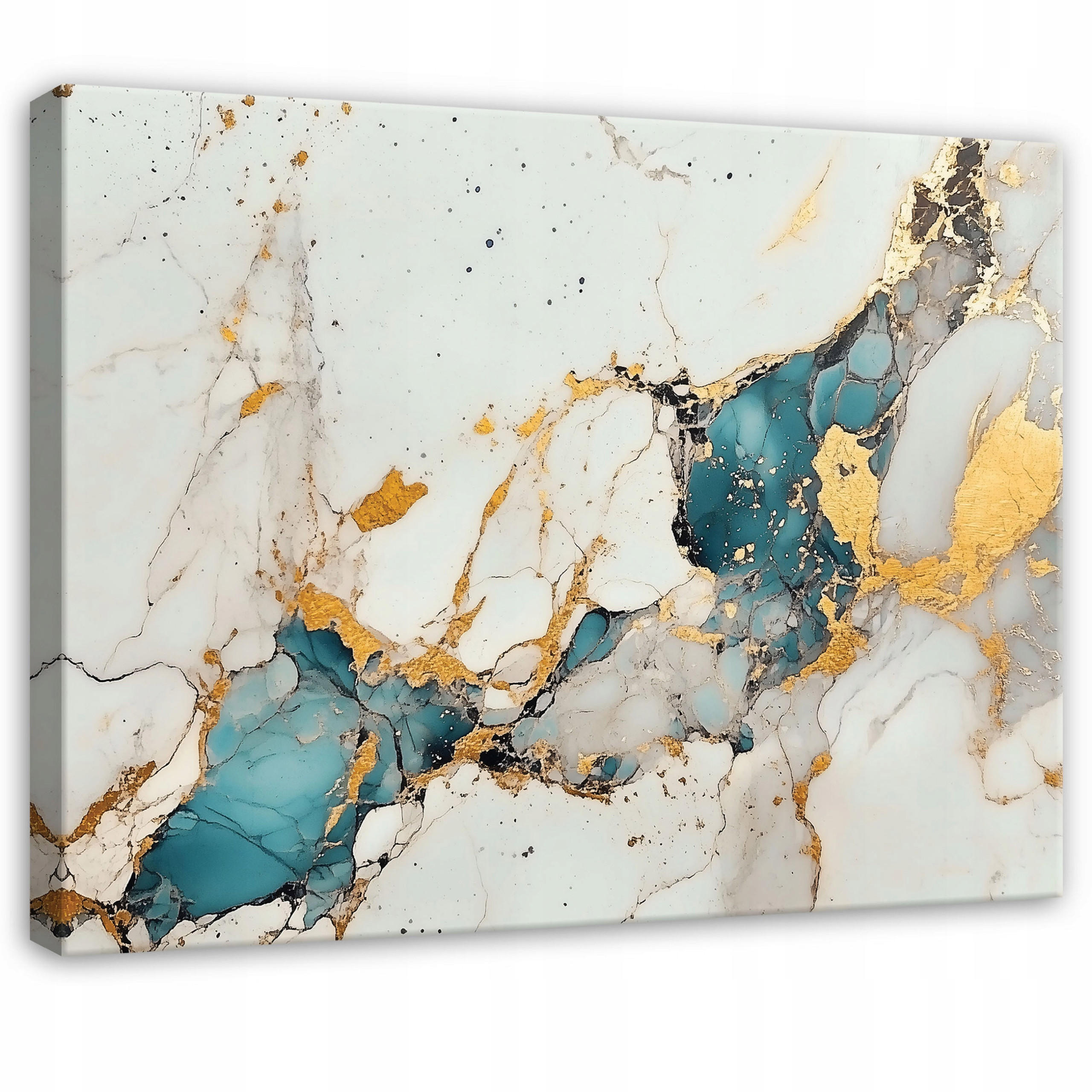 LEINWANDBILD Abstrakt Marmor Grau Gold Modern Wohnzimmer 100x70 - Grau, Holzwerkstoff (100/70cm) - Wallarena