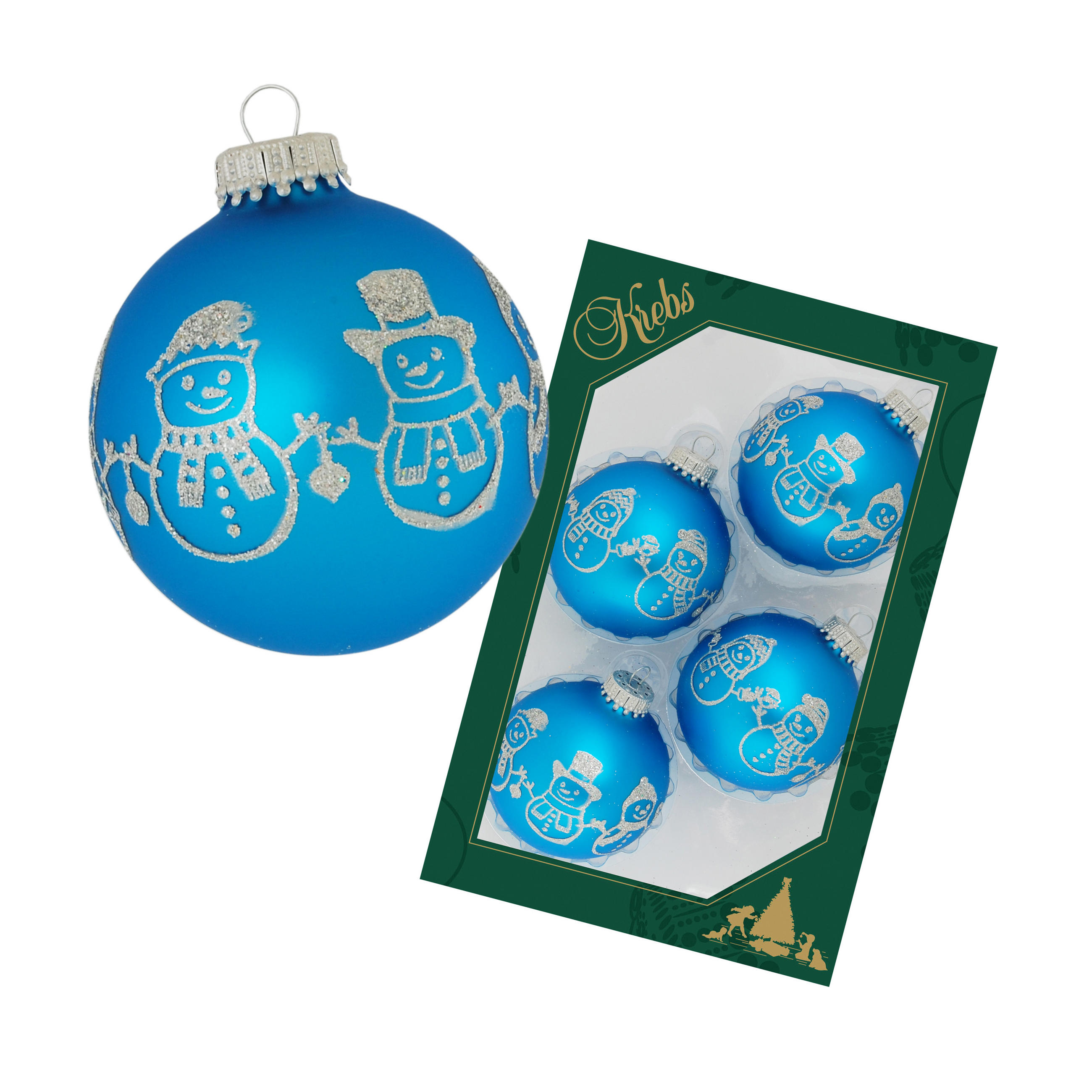 Krebs Glas Lauscha Christbaumkugeln Blau 6x7x6 cm