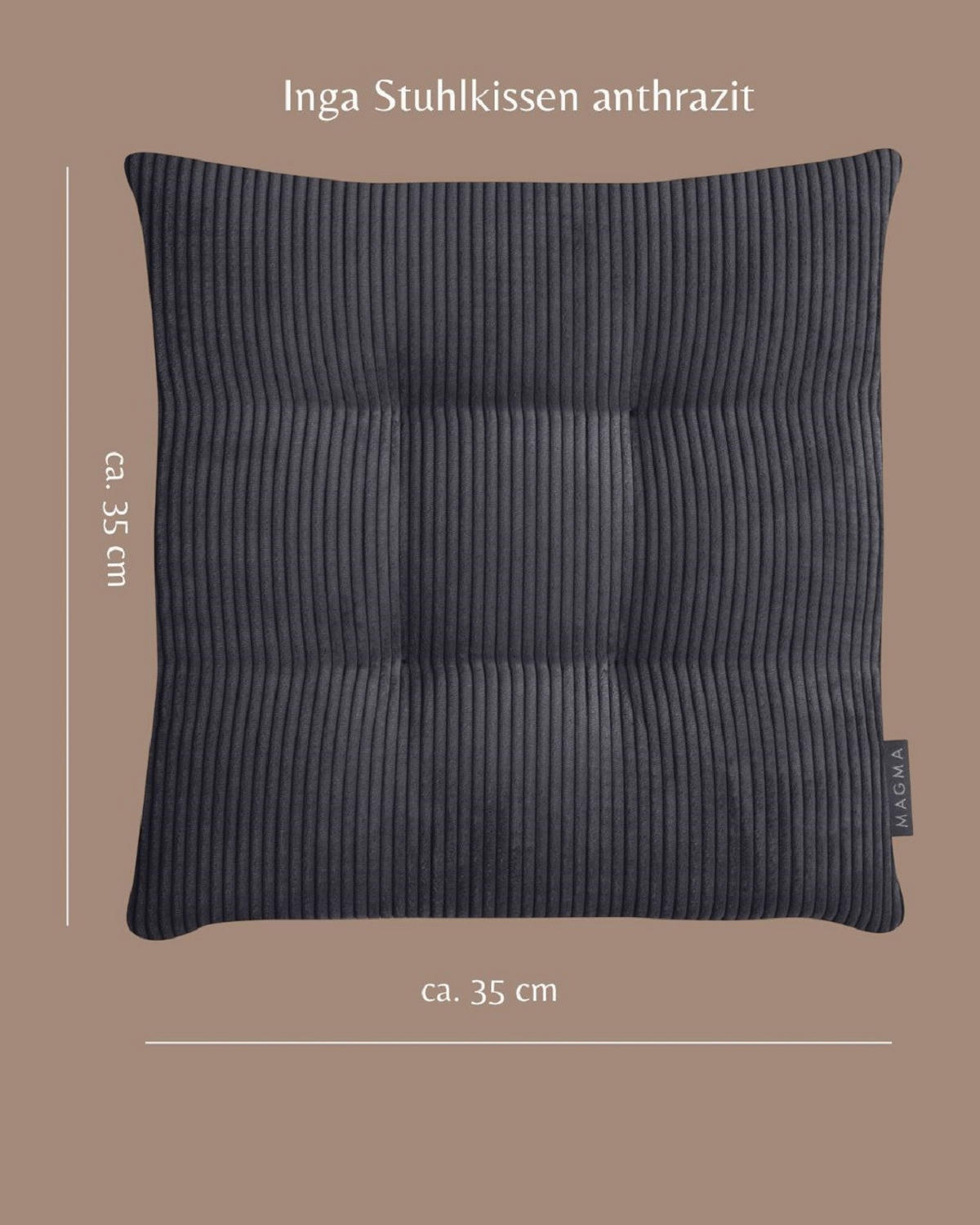 STUHLKISSEN 2er Set Inga - Anthrazit, Textil (35/35/5cm) - Magma Heimtexx