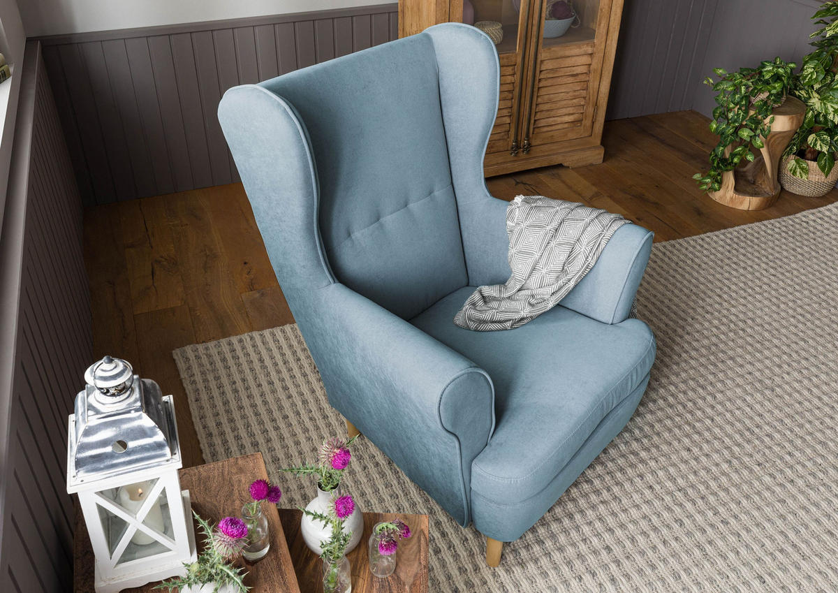 OHRENSESESSEL 71x74x105 hellblau SCANDI #108 - Blau, Kunststoff (71/105/74cm) - Massivmoebel24