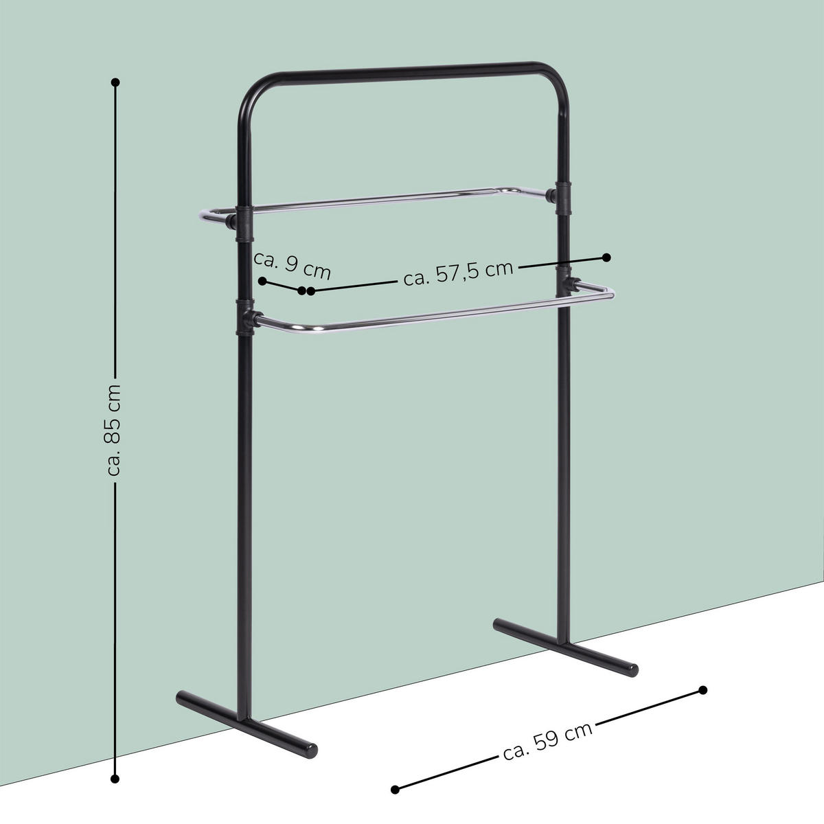STAND-HANDTUCHHALTER, schwarz, Stahl - Schwarz, Metall (59/85/29cm) - bremermann