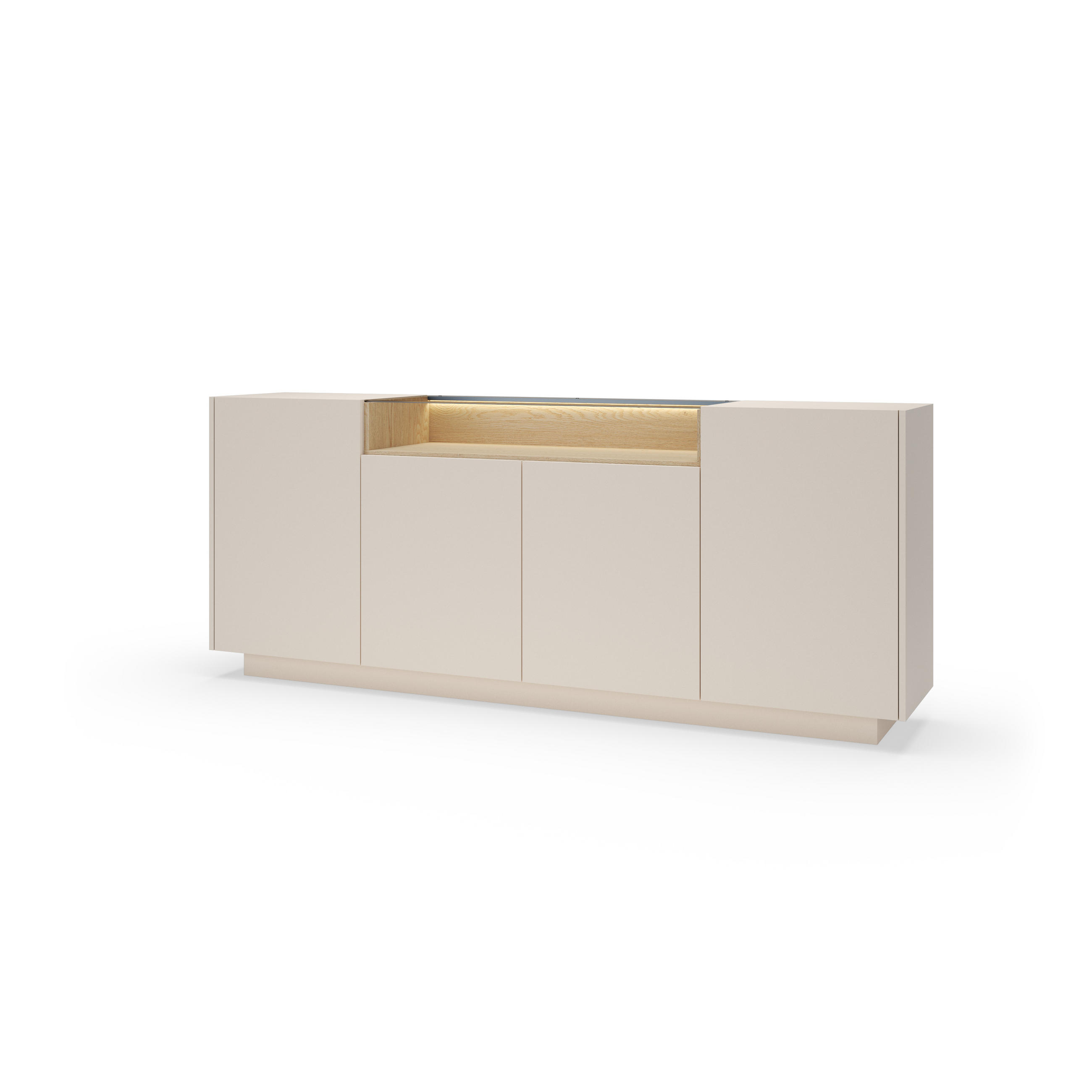 KOMMODE: beige + cremona Eiche, 203 x 83 x 39,5 cm - Beige, Holzwerkstoff (203/83/39.5cm) - 3XE LIVING