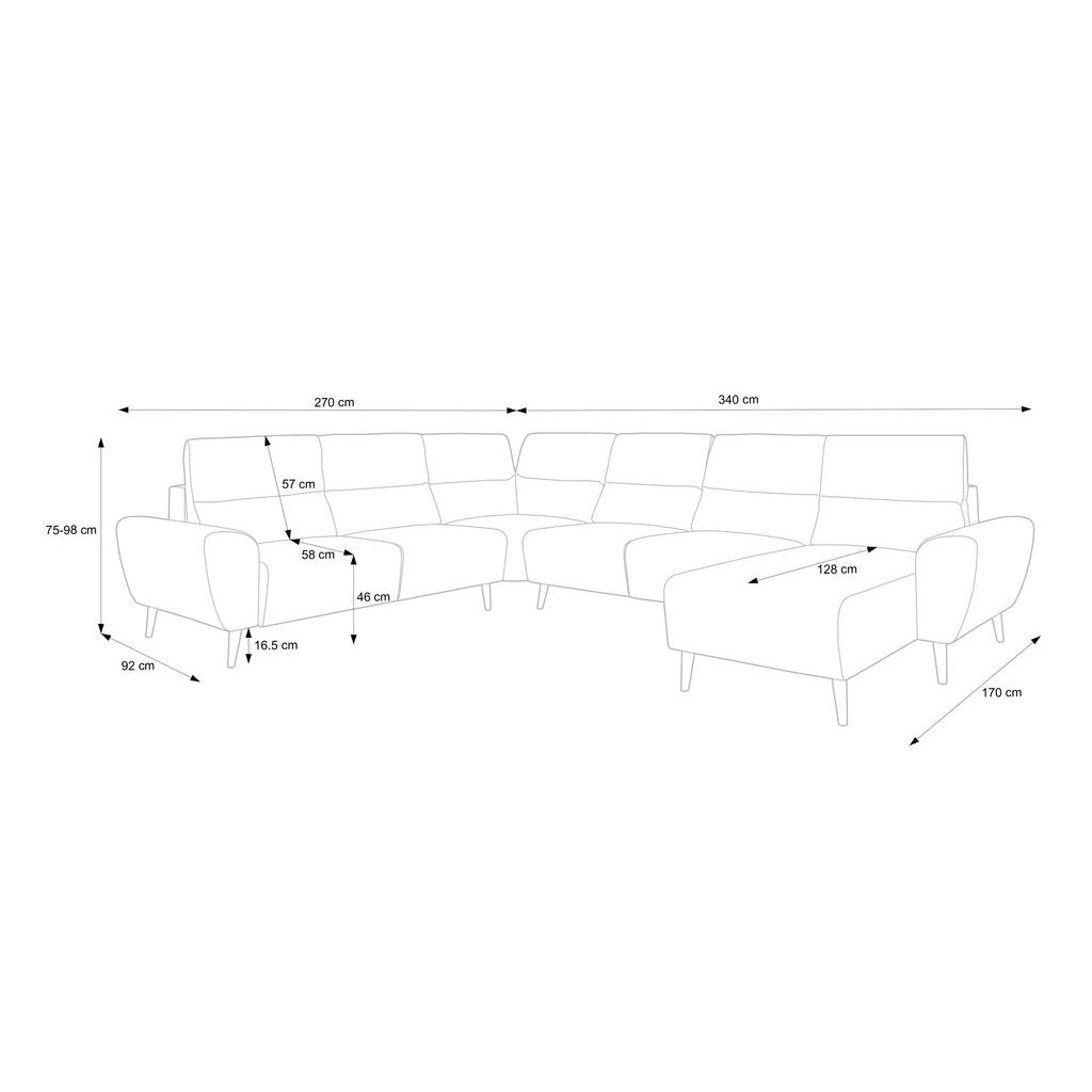 Thumbnail - DomoHome Ecksofa, Anthrazit, Textil, Rechteckig, 340x270 cm, Wohnzimmer, Sofas & Couches, Wohnlandschaften, Ecksofas