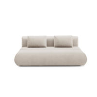 BETTSOFA ATOMO Beige Velours-Stoff mit Schlaffunktion - Beige, Holz (217/82/134cm) - MASSENO